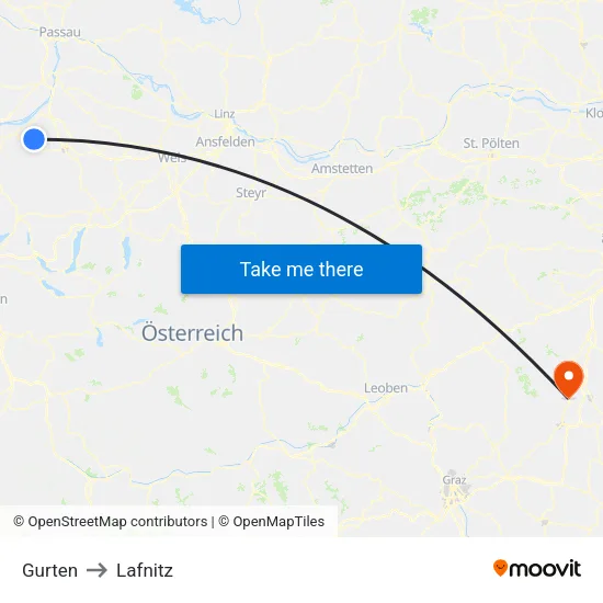 Gurten to Lafnitz map