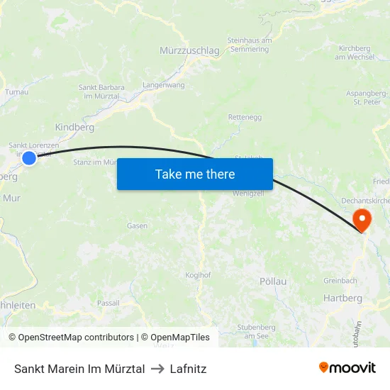 Sankt Marein Im Mürztal to Lafnitz map