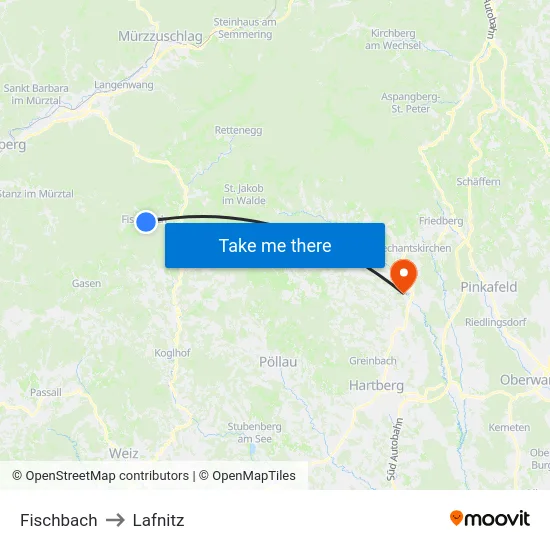 Fischbach to Lafnitz map