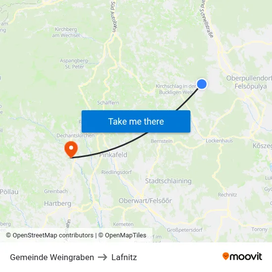 Gemeinde Weingraben to Lafnitz map