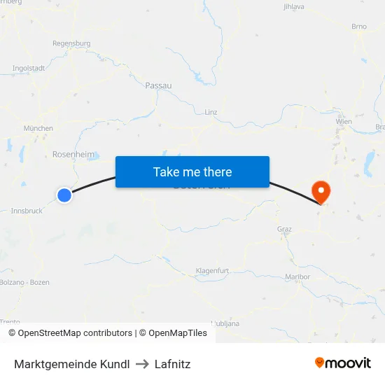 Marktgemeinde Kundl to Lafnitz map