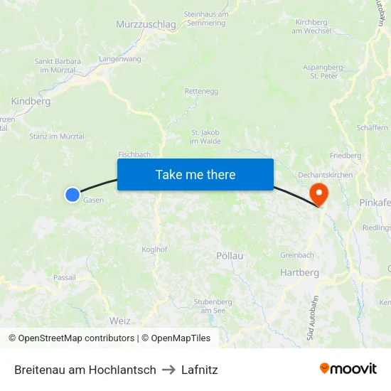 Breitenau am Hochlantsch to Lafnitz map