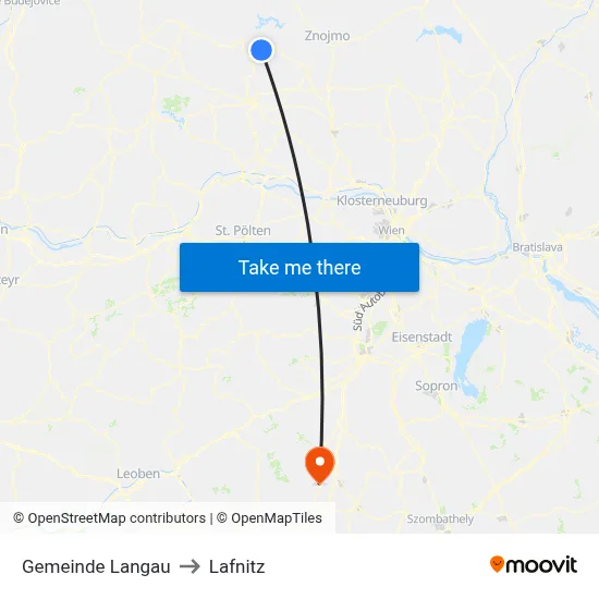 Gemeinde Langau to Lafnitz map