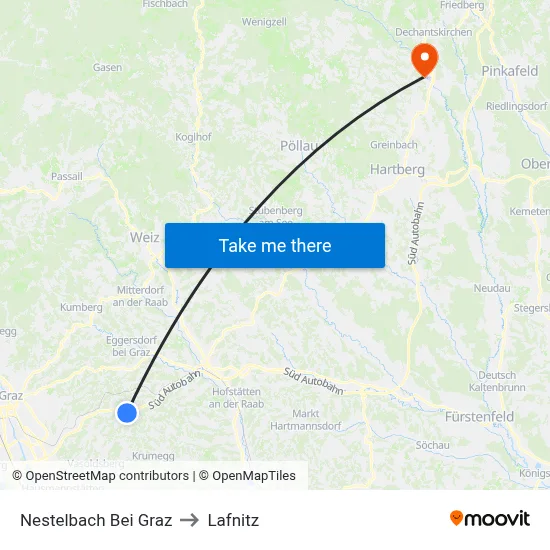 Nestelbach Bei Graz to Lafnitz map