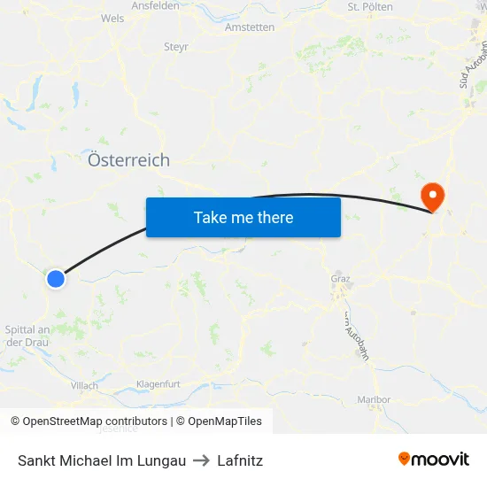 Sankt Michael Im Lungau to Lafnitz map