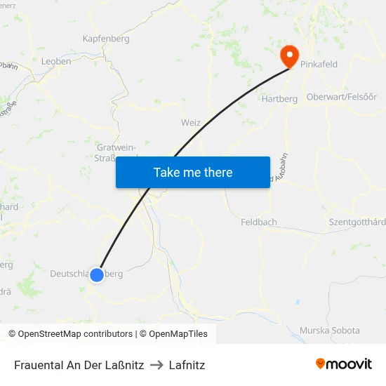 Frauental An Der Laßnitz to Lafnitz map