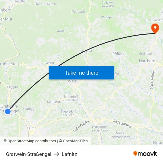 Gratwein-Straßengel to Lafnitz map
