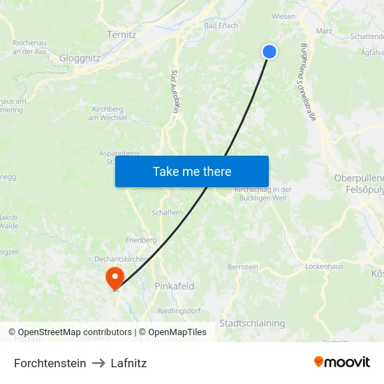 Forchtenstein to Lafnitz map