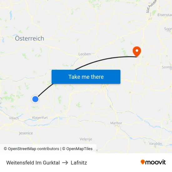 Weitensfeld Im Gurktal to Lafnitz map