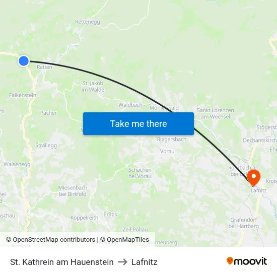 St. Kathrein am Hauenstein to Lafnitz map