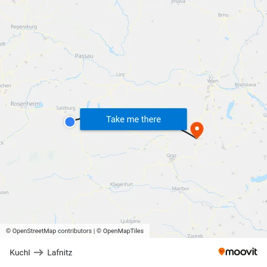 Kuchl to Lafnitz map