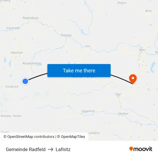Gemeinde Radfeld to Lafnitz map