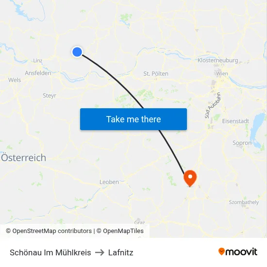 Schönau Im Mühlkreis to Lafnitz map