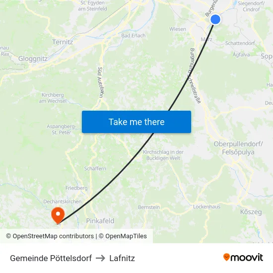 Gemeinde Pöttelsdorf to Lafnitz map