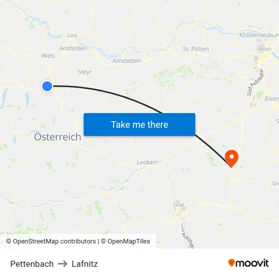Pettenbach to Lafnitz map