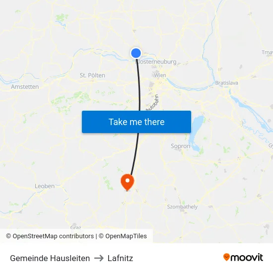 Gemeinde Hausleiten to Lafnitz map