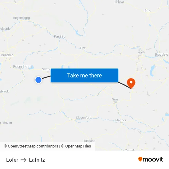 Lofer to Lafnitz map