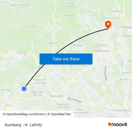 Kumberg to Lafnitz map