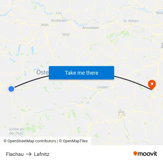 Flachau to Lafnitz map