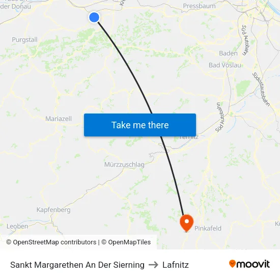 Sankt Margarethen An Der Sierning to Lafnitz map
