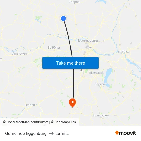 Gemeinde Eggenburg to Lafnitz map