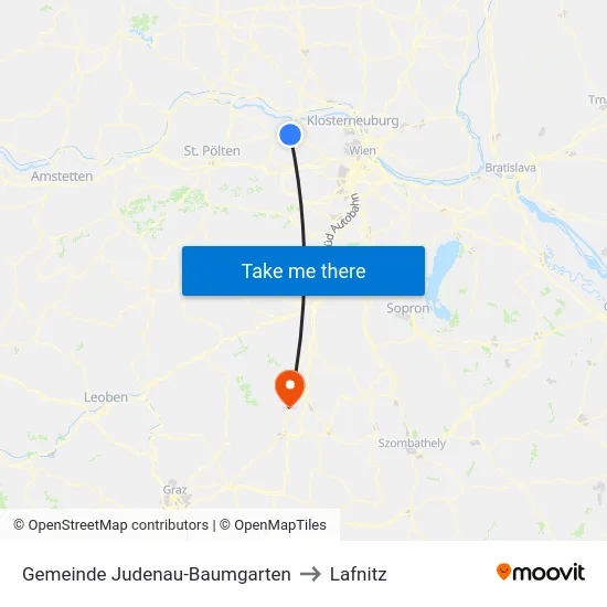 Gemeinde Judenau-Baumgarten to Lafnitz map
