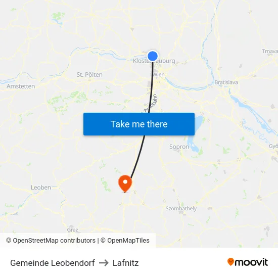 Gemeinde Leobendorf to Lafnitz map
