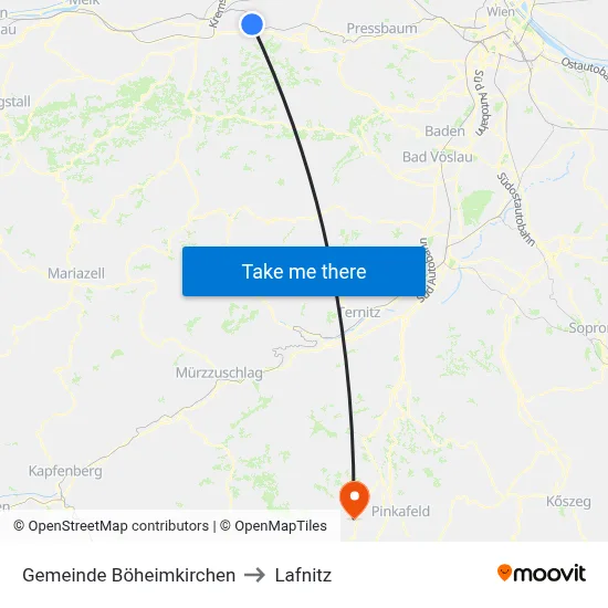 Gemeinde Böheimkirchen to Lafnitz map