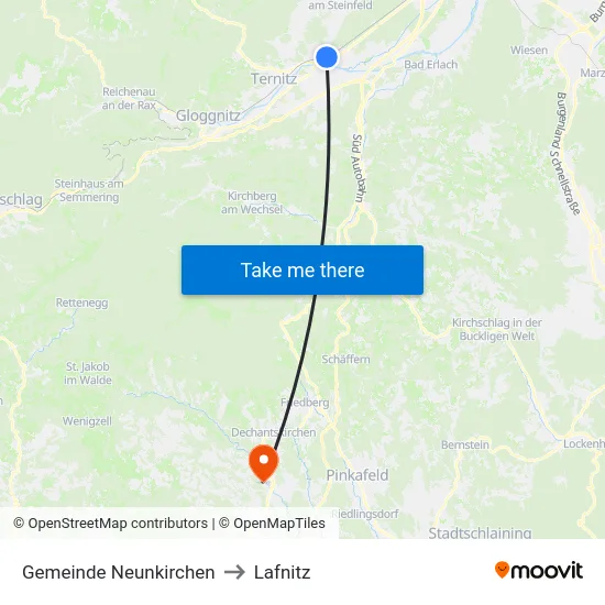 Gemeinde Neunkirchen to Lafnitz map