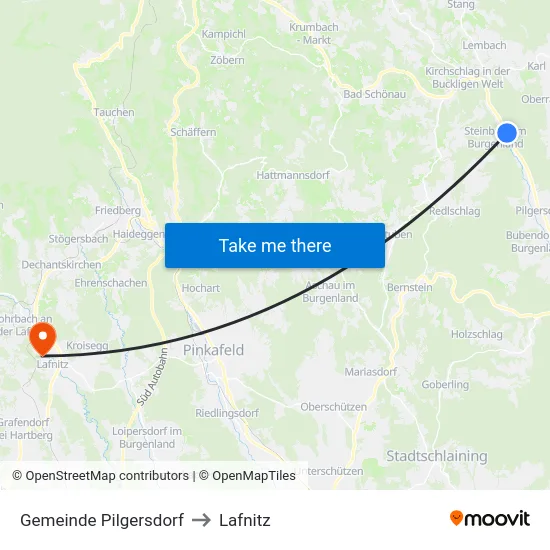 Gemeinde Pilgersdorf to Lafnitz map