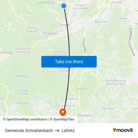 Gemeinde Schrattenbach to Lafnitz map