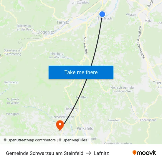Gemeinde Schwarzau am Steinfeld to Lafnitz map
