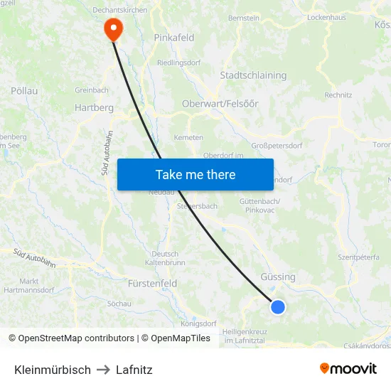 Kleinmürbisch to Lafnitz map
