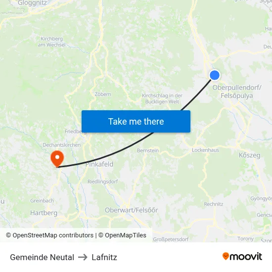 Gemeinde Neutal to Lafnitz map