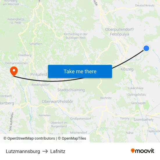 Lutzmannsburg to Lafnitz map