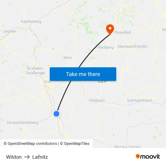 Wildon to Lafnitz map