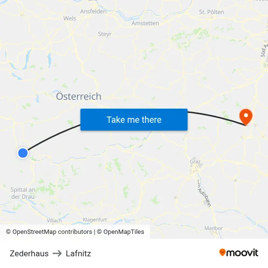 Zederhaus to Lafnitz map