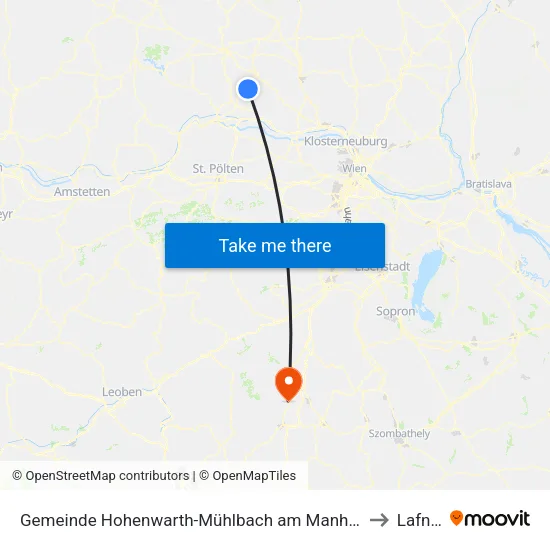 Gemeinde Hohenwarth-Mühlbach am Manhartsberg to Lafnitz map