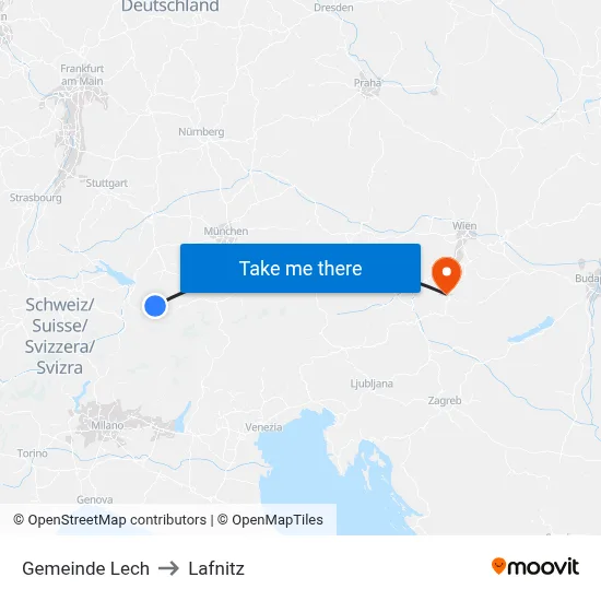 Gemeinde Lech to Lafnitz map