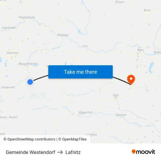 Gemeinde Westendorf to Lafnitz map
