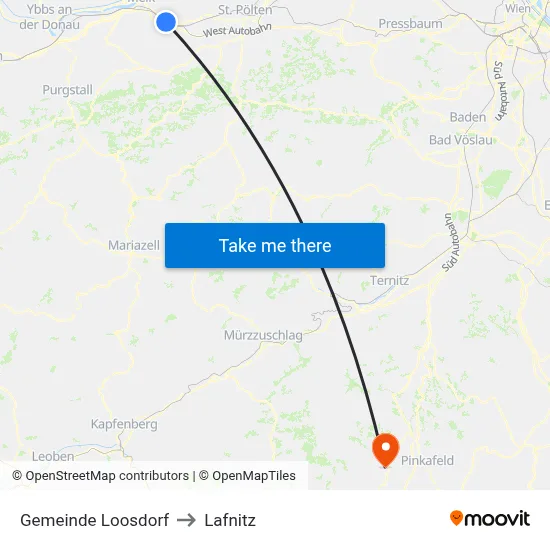 Gemeinde Loosdorf to Lafnitz map