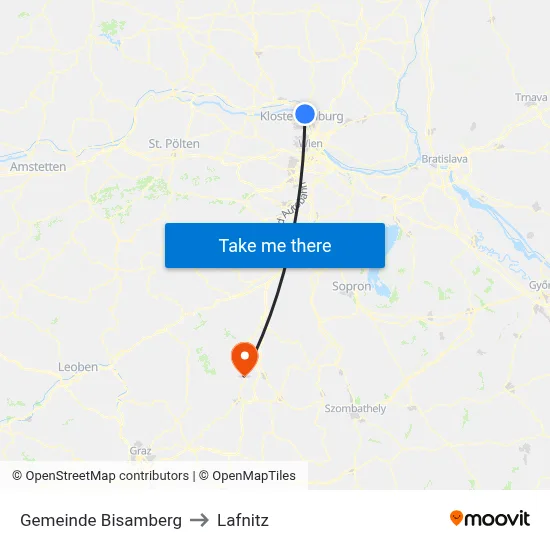 Gemeinde Bisamberg to Lafnitz map