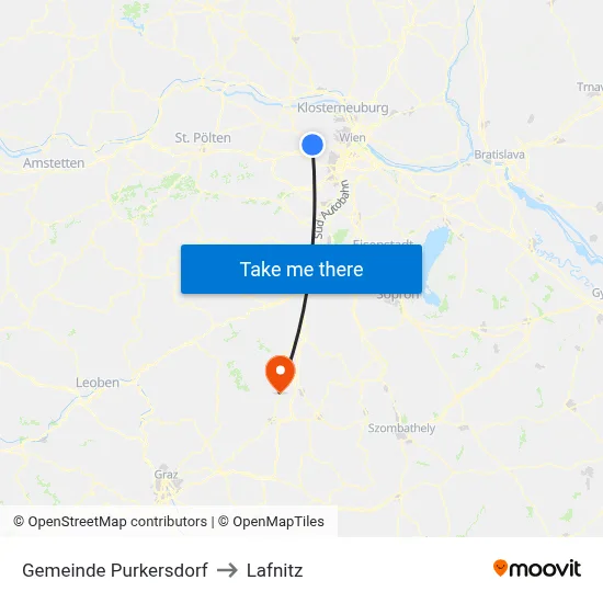 Gemeinde Purkersdorf to Lafnitz map