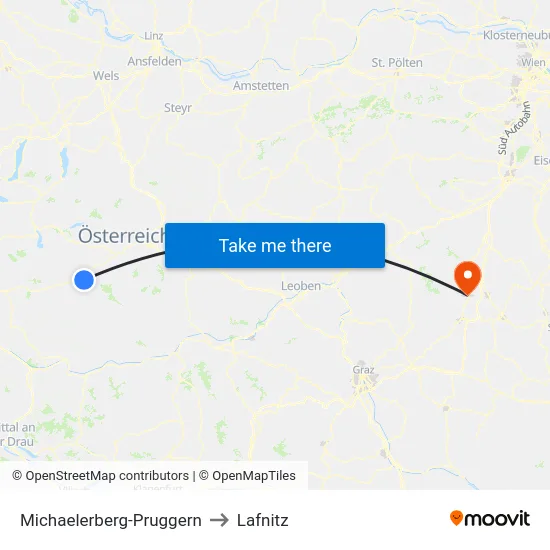 Michaelerberg-Pruggern to Lafnitz map