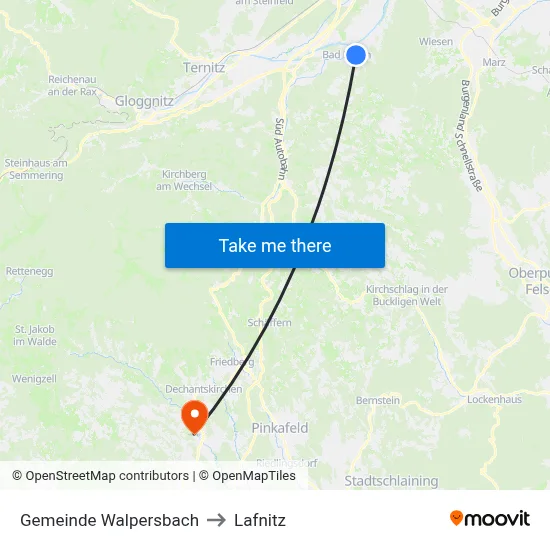 Gemeinde Walpersbach to Lafnitz map