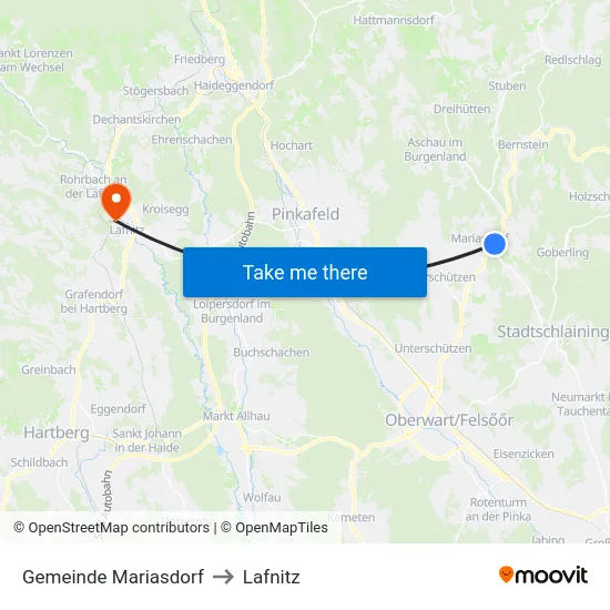 Gemeinde Mariasdorf to Lafnitz map