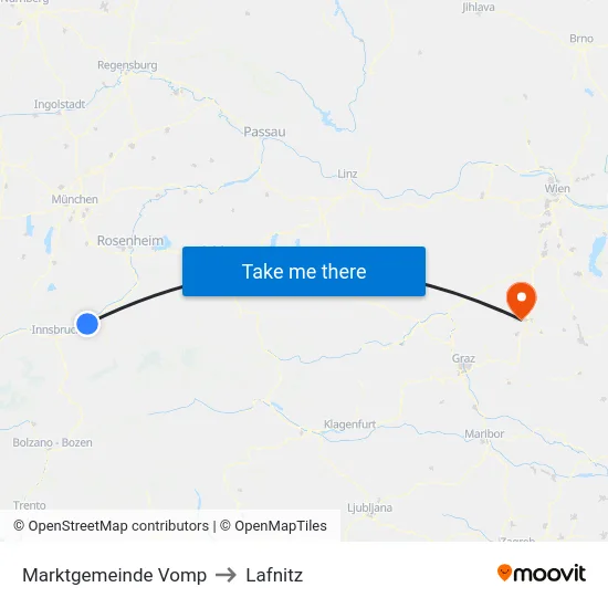 Marktgemeinde Vomp to Lafnitz map