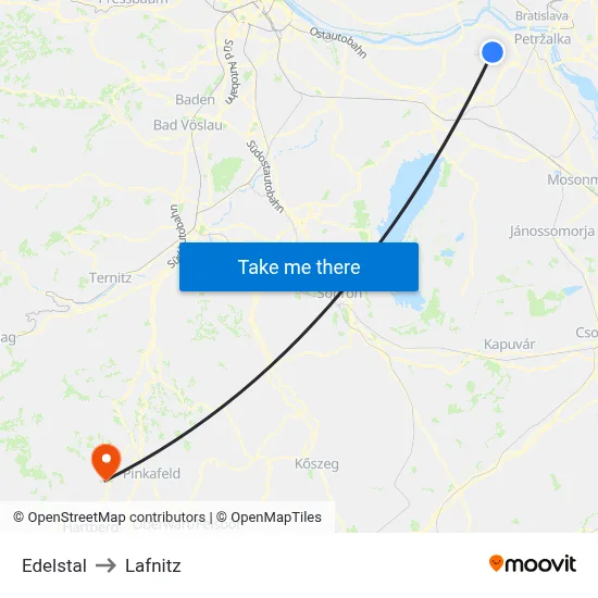 Edelstal to Lafnitz map