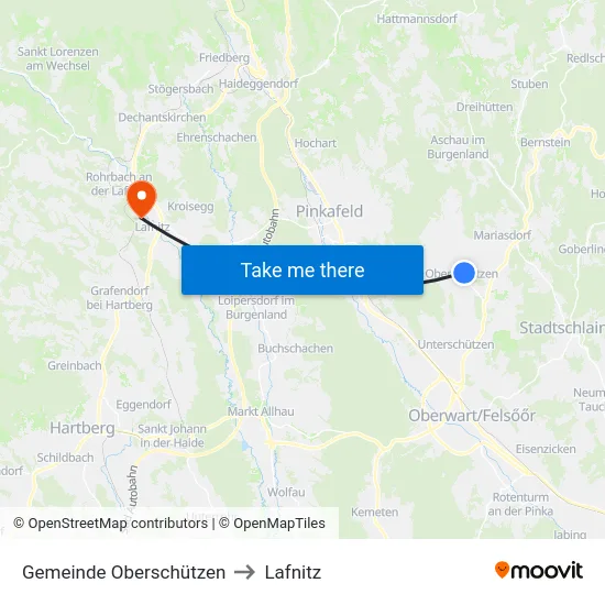 Gemeinde Oberschützen to Lafnitz map