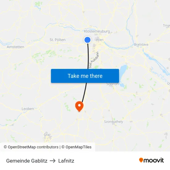 Gemeinde Gablitz to Lafnitz map